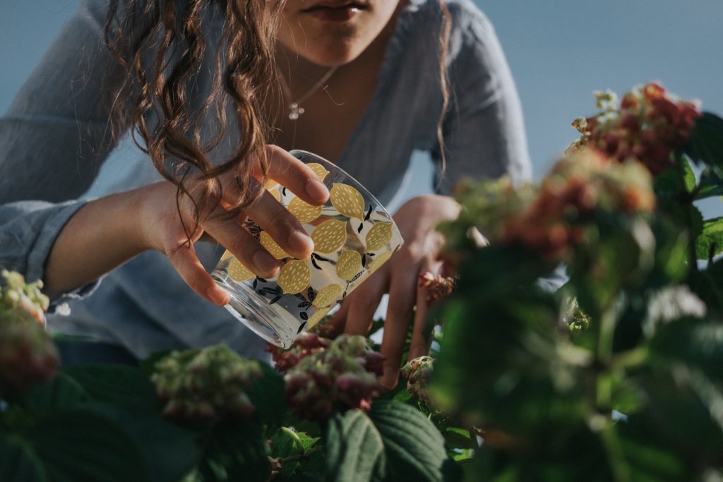 woman watering plants