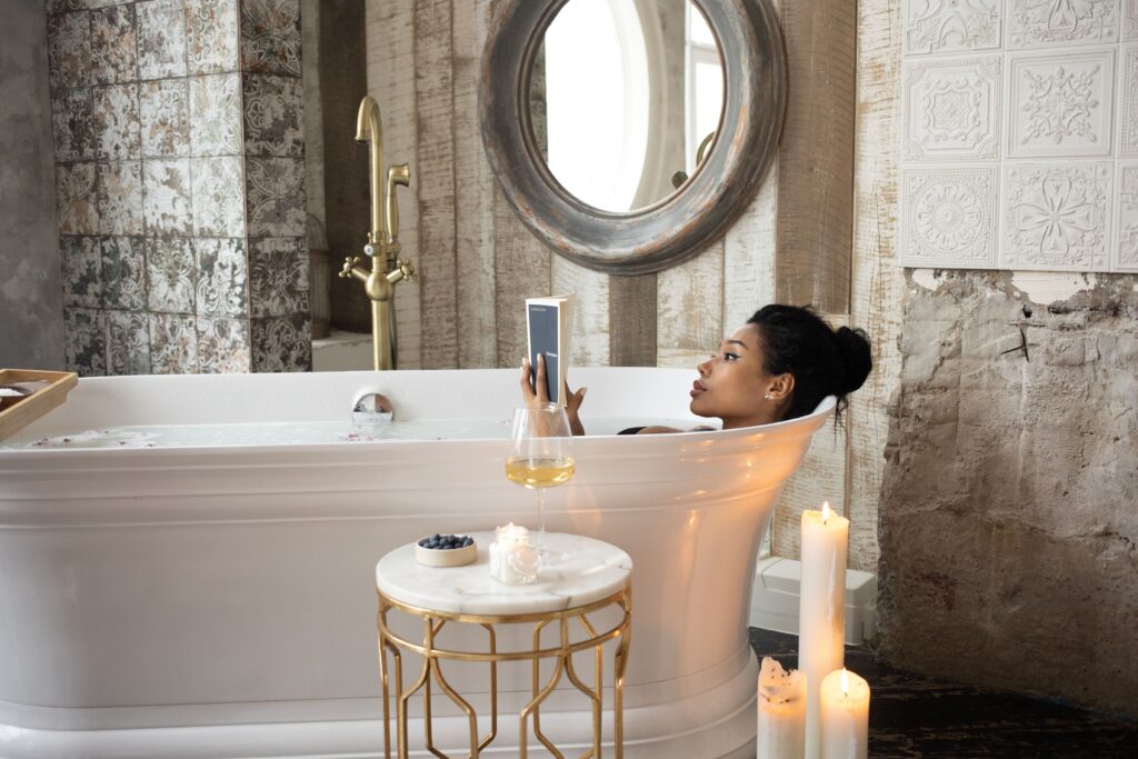 women taking a bath