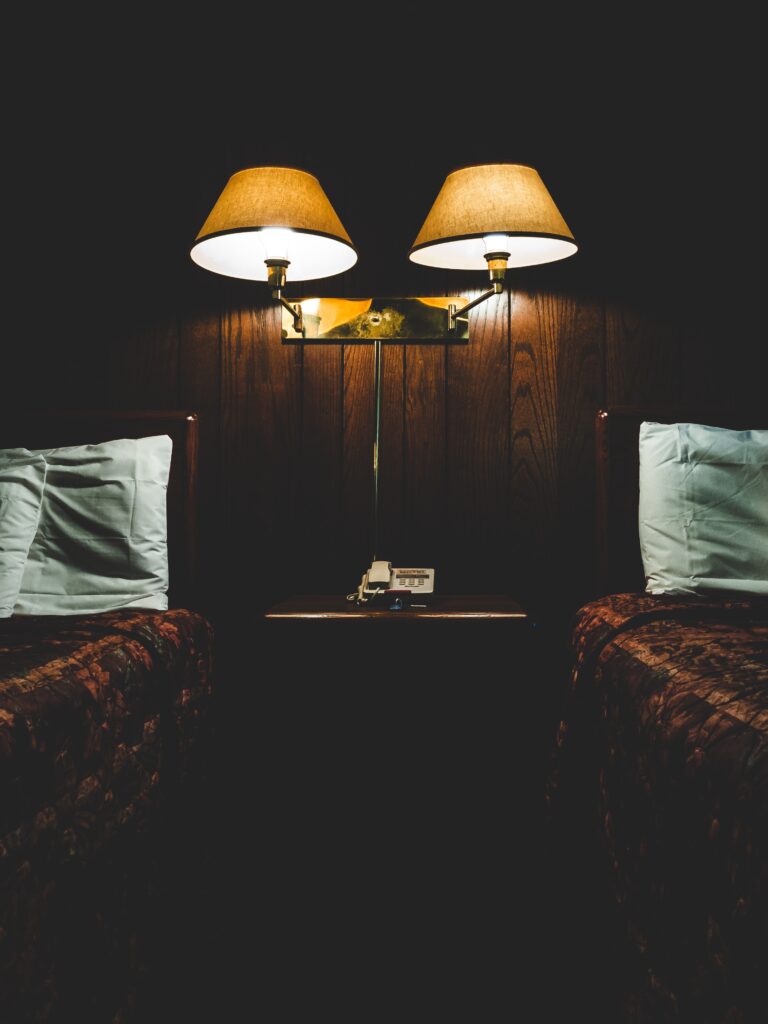 Two beds from what looks like a motel. First road trip sleeping destination.