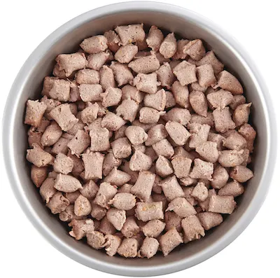 frozen raw dog food in bite size pieces