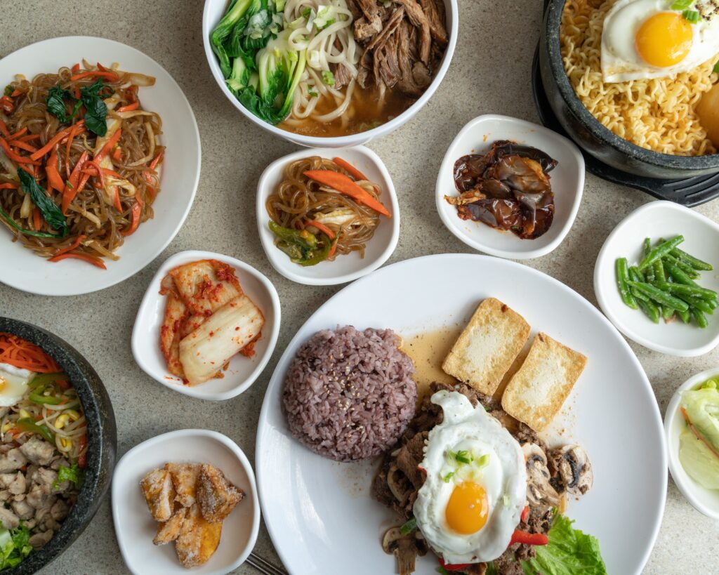 Assorted Korean food.