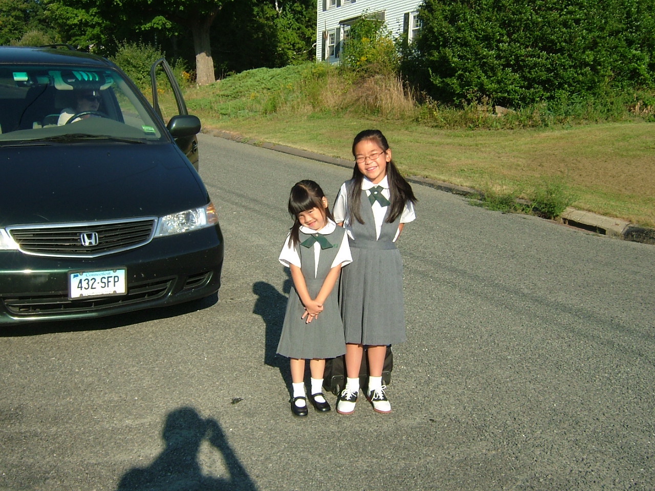 Sisters adopted from China going to school
