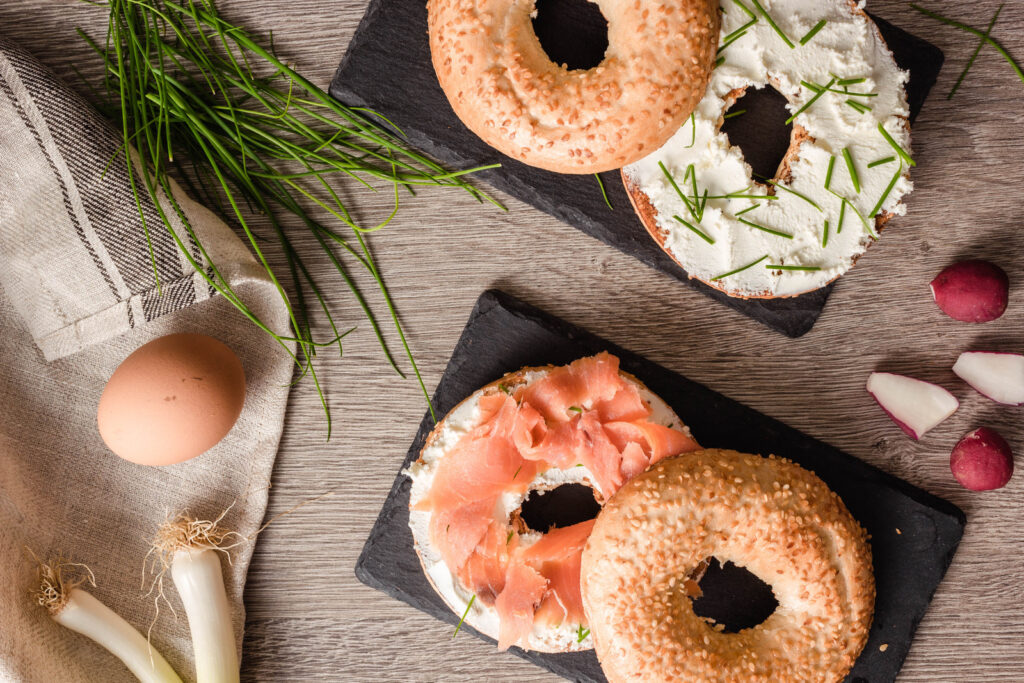 making bagels with breakfast