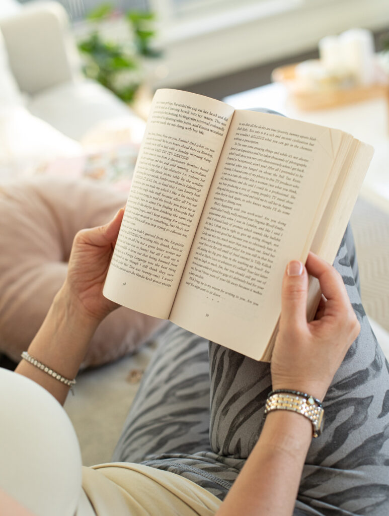 A person reading a book.