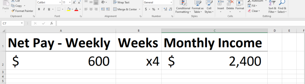 income monthly budget calculation