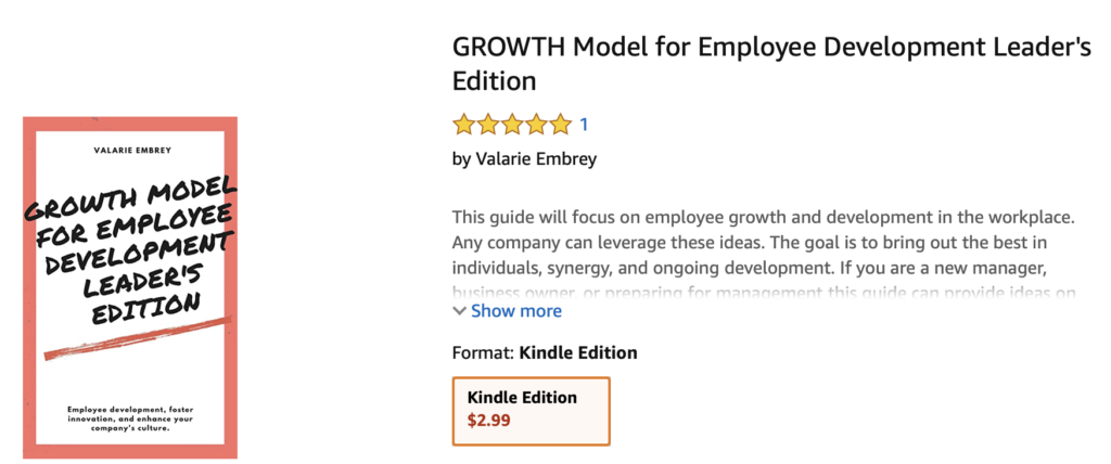 A screen shot of the amazon landing page where you can purchase the book for the How to Develop Leadership Skills in Employees post