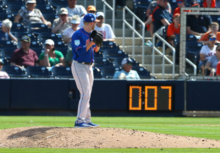 The pitch clock is installed into every park in multiple places: behind home plate and in center field are the most important. Creator: Rich Schultz | Credit: TNS | Copyright: 2019 Getty Images