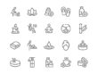 Simple Set of SPA Related Vector Line Icons.
Contains such Icons as Massage, Candle, Sauna and more.
Editable Stroke. 48x48 Pixel Perfect.