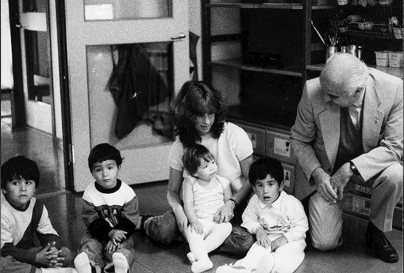 Educator Loria Malaguzzi with preschool children