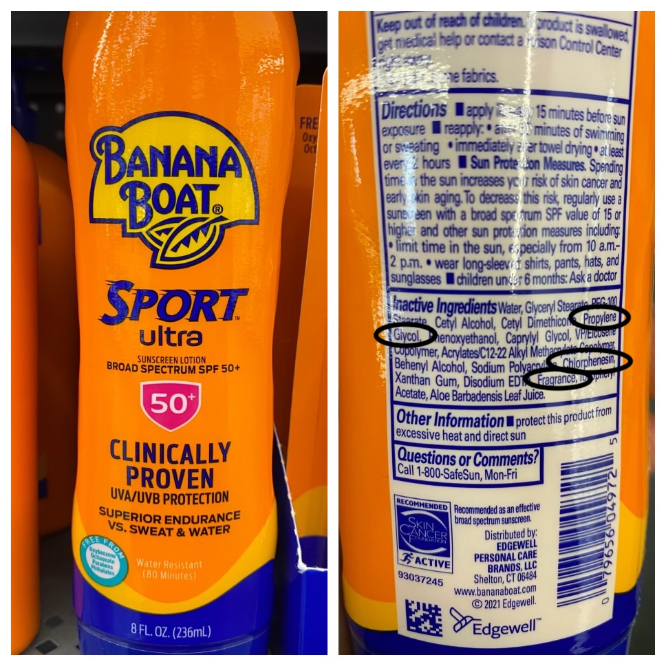 Banana boat sunscreen ingredients