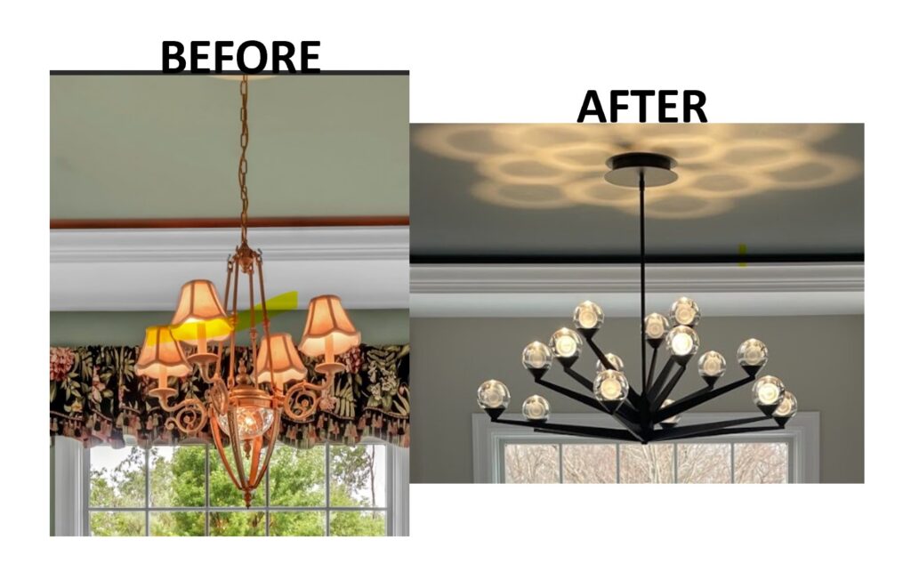 before and after updating lights