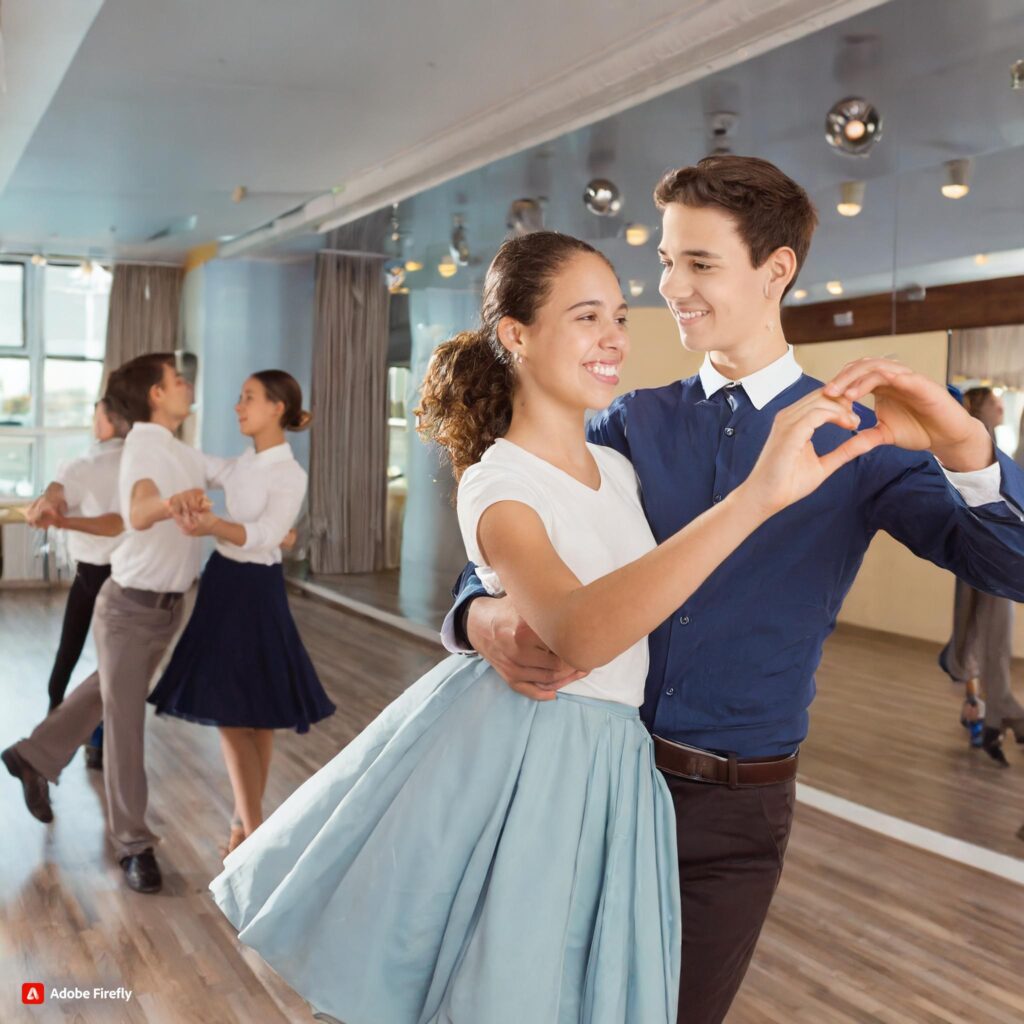 young couple dancing to relieve stress by doing the waltz 