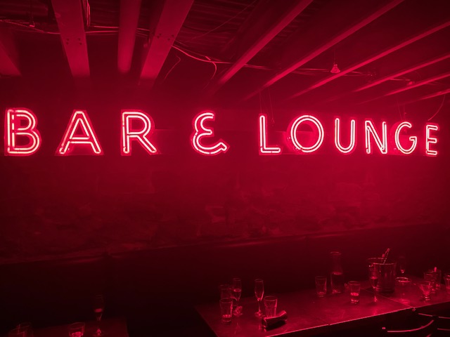 Bar and lounge neon sign in basement of Congress Hall at the Boiler Room in Cape May