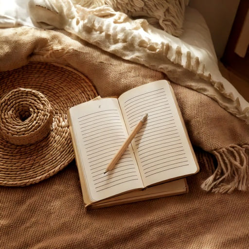 Journal in boho bedroom