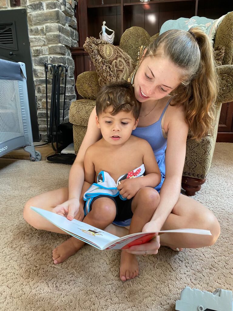 reading book to child