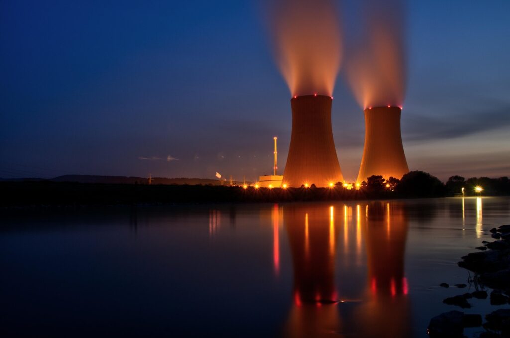 power plant at night