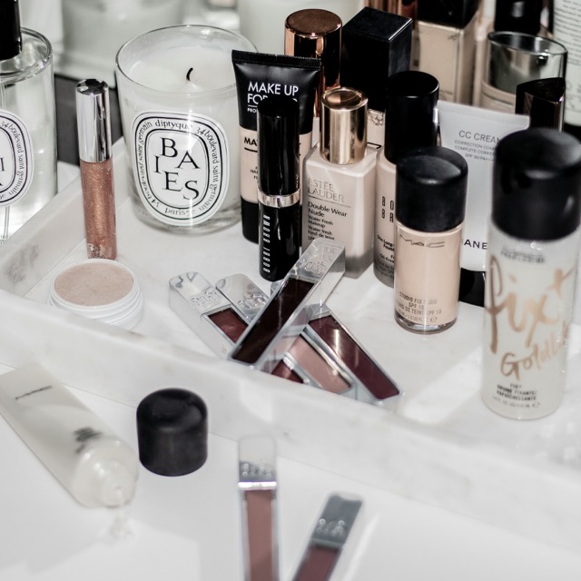 makeup on vanity