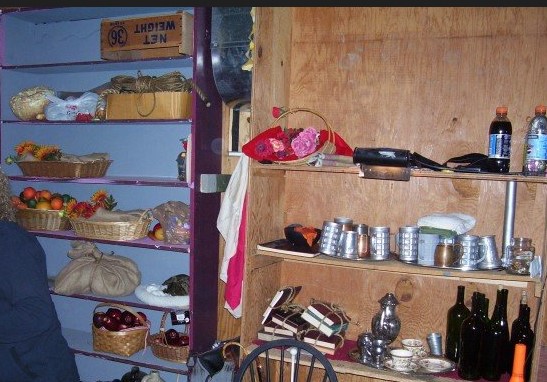 off-stage props shelves
