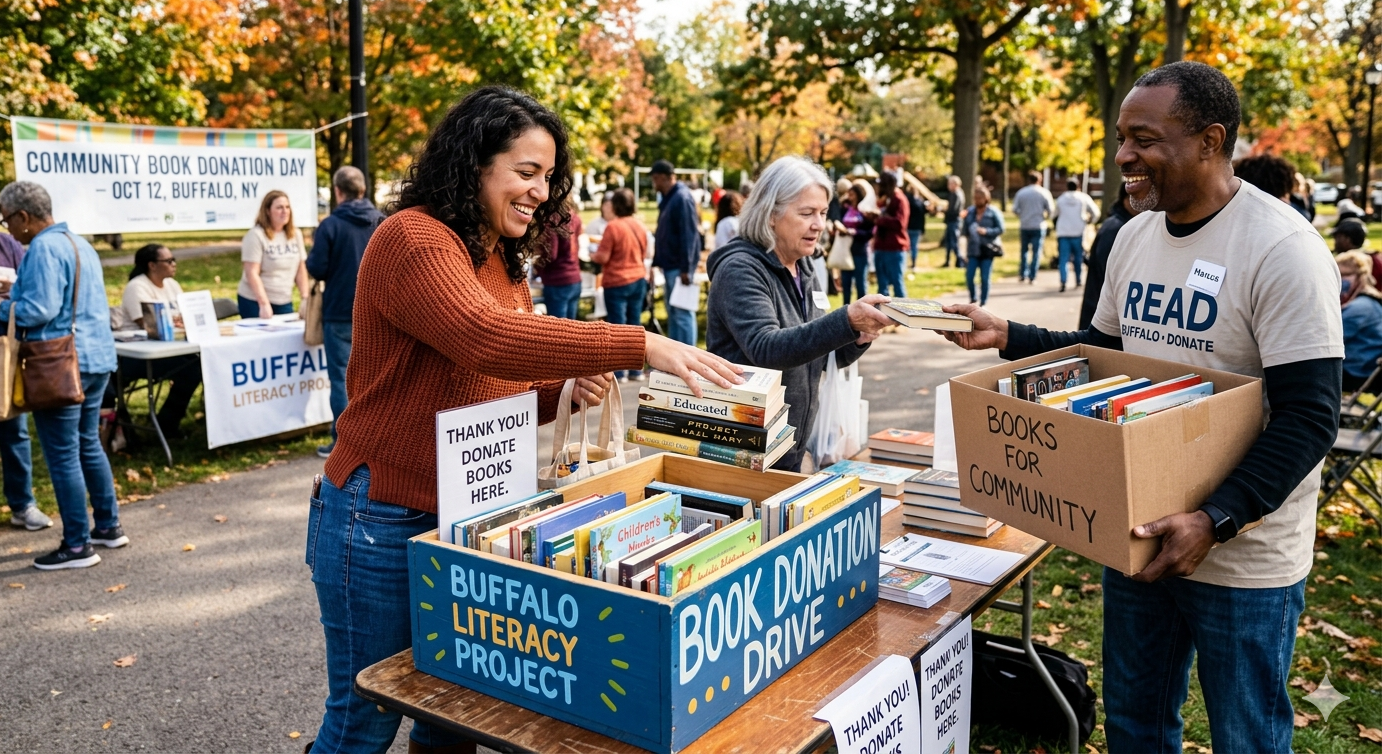 Where to Donate Books. This image depicts a neighborhood book exchange 