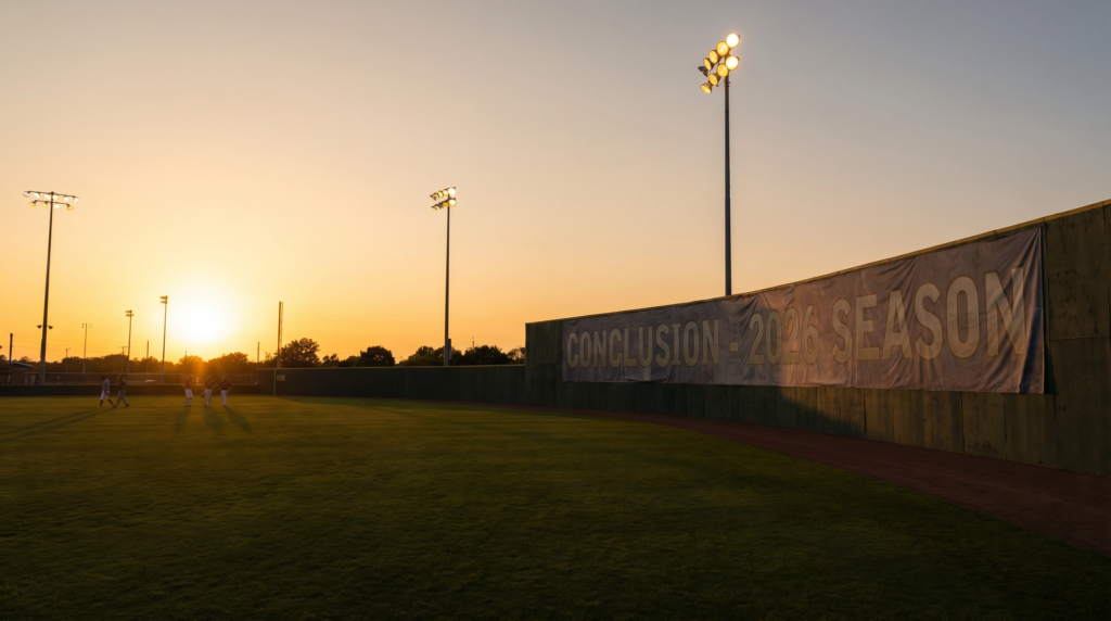 Baseball field with a sunset