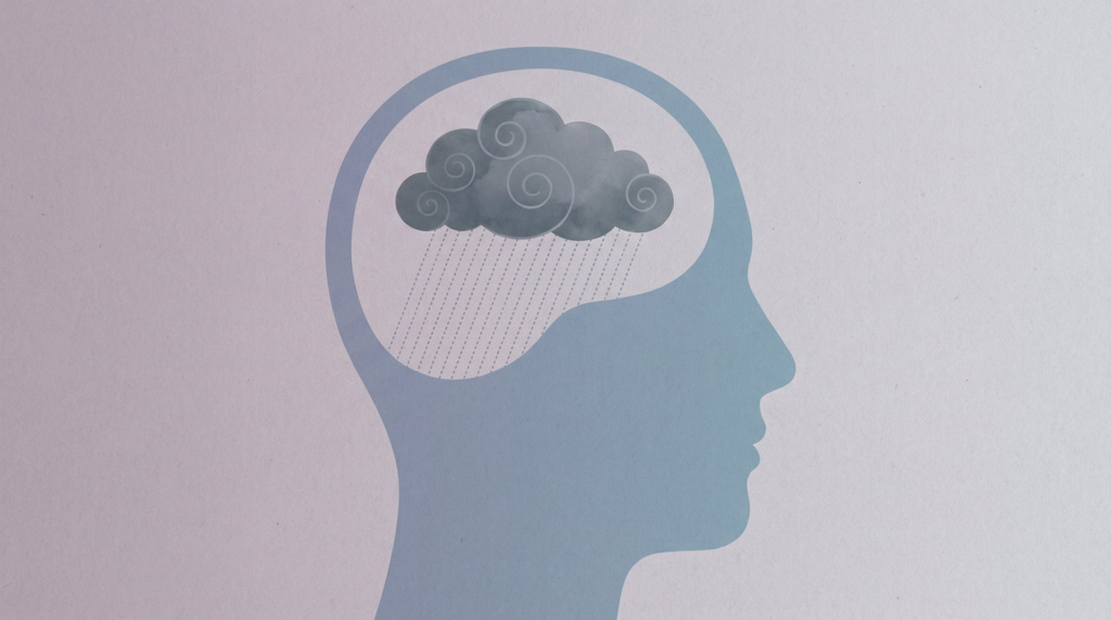 Person with raincloud in their brain