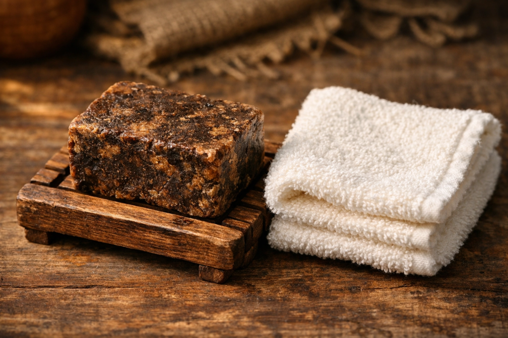 Bar soap and rags 