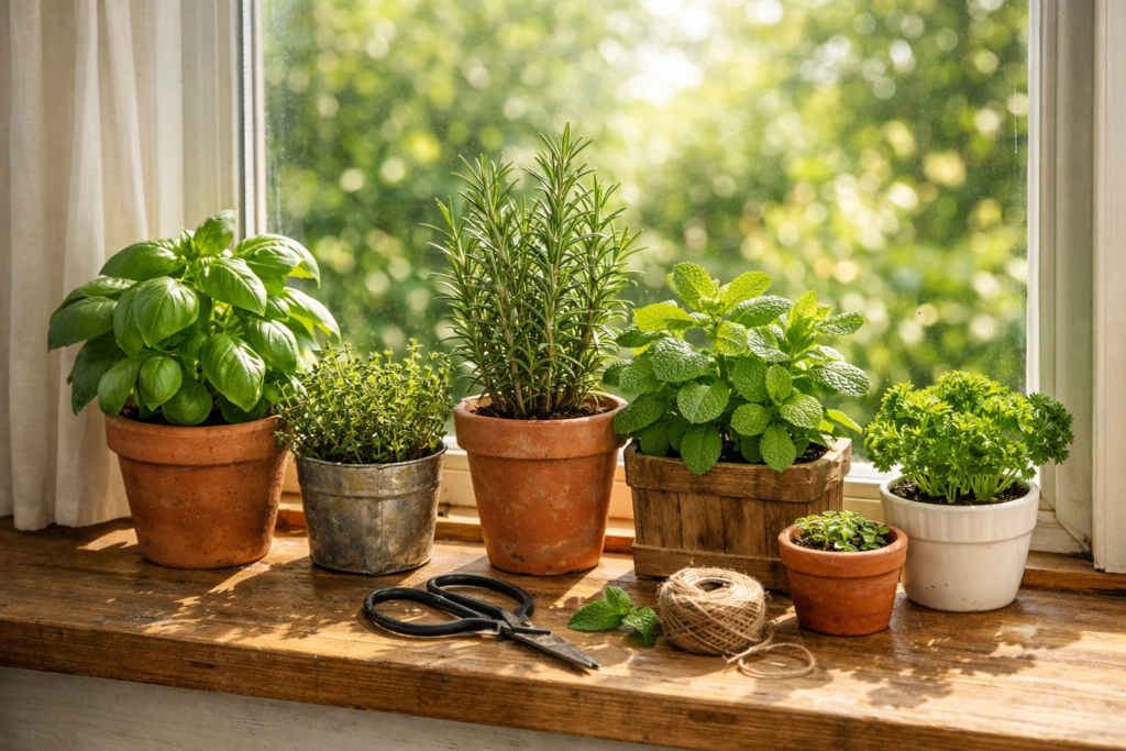 Plants in front of a window 