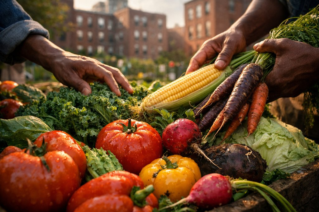 hands grabbing fresh produce