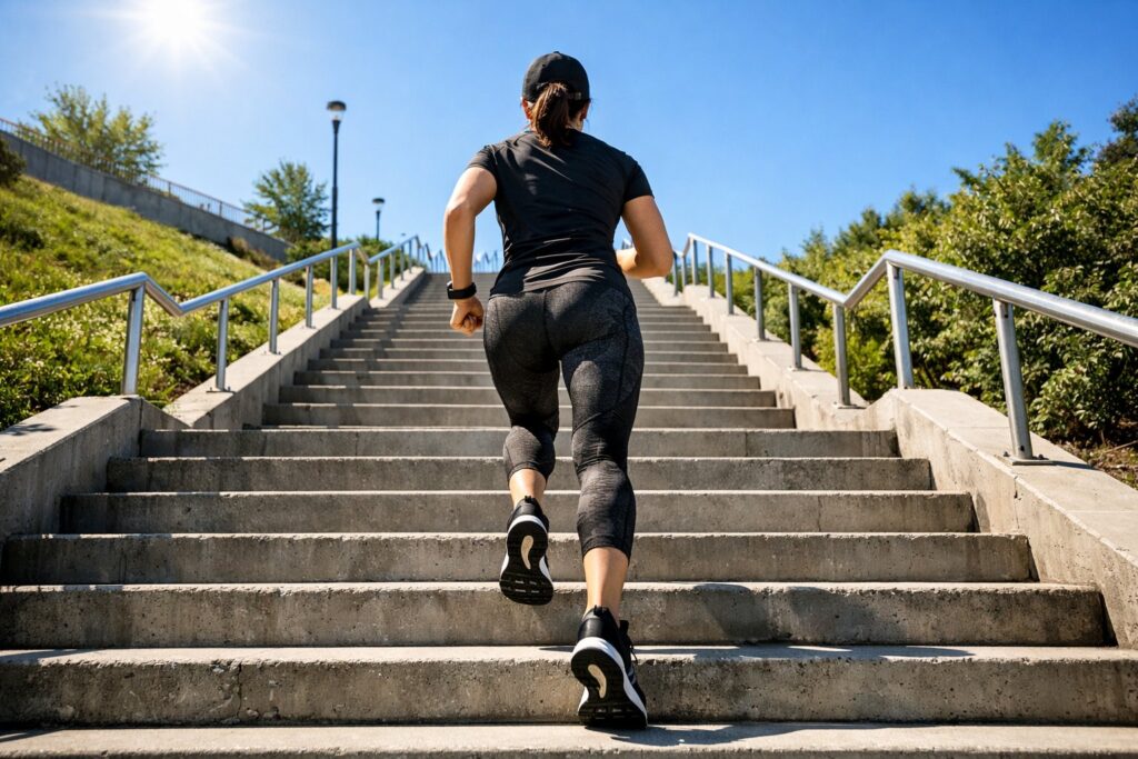 walking up stairs